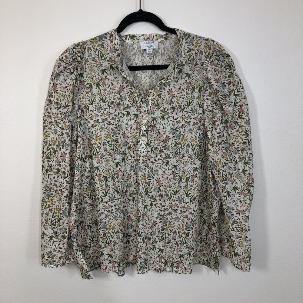 J. CREW 2X Liberty Fabric Women’s Floral Blouse Cotton Fall 2021 CottageCore